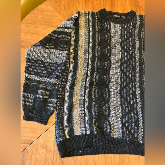 Vintage Grafico Italia Men's Textured Abstract Sweater Large Italy - Picture 2 of 8